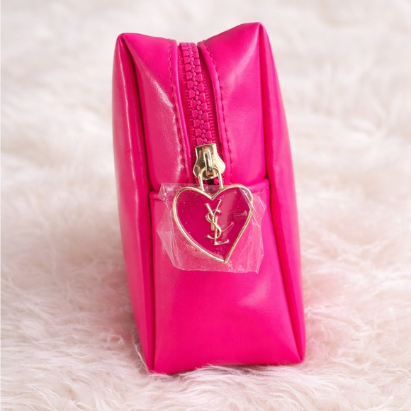 Yves Saint Laurent YSL Hot Pink Bag Makeup Cosmetic Pouch Bag Beaute Case - Picture 2 of 4